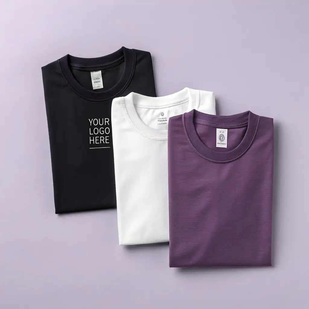 Custom branded t-shirts displayed on a clean background